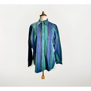 Nautica Oxford Shirt Size M Vintage Men's 90's Striped Sharp Dressed Preppy Top